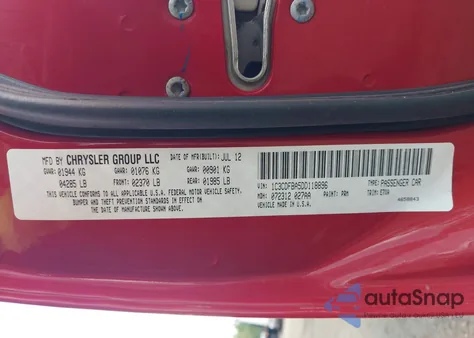 2013 Dodge Dart Sxt из США, поврежденный, VIN 1C3CDFBA5DD118896